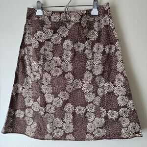 Eddie Bauer, Size 6, Brown, Beige, Floral, Midlength Skirt